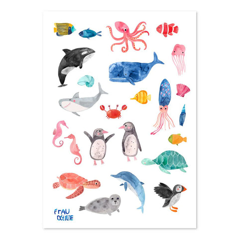 Lustige Kinder-Tattoos 'Wildes Meer' Frau Ottilie