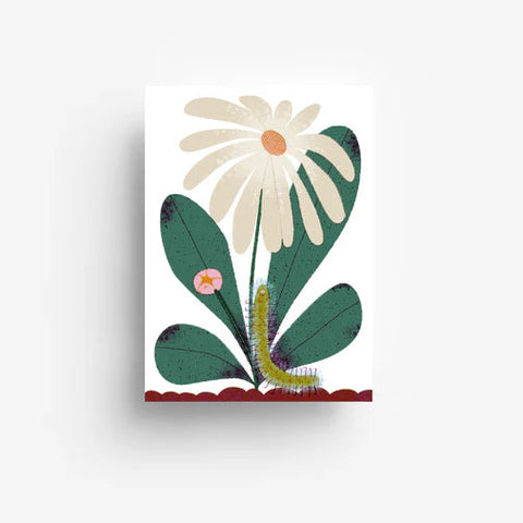 Postkarte 'Blume und Raupe' jungwiealt