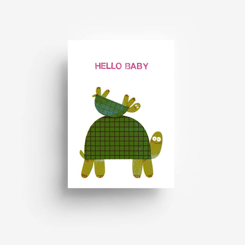 Postkarte 'Hello Baby' – Schildkröten jungwiealt
