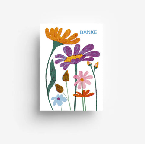 Postkarte 'Danke' – Blumen