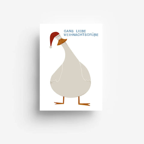 Postkarte 'Gans liebe Weihnachtsgrüße' – Weihnachtsgans jungwiealt