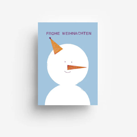 Postkarte 'Frohe Weihnachten' – Schneemann jungwiealt