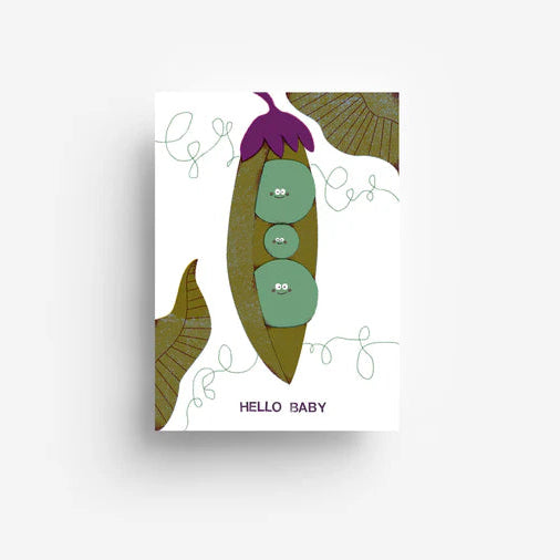 Postkarte 'Hello Baby' – Erbsen jungwiealt