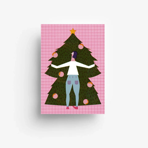 Postkarte 'Weihnachtsbaum Umarmung'