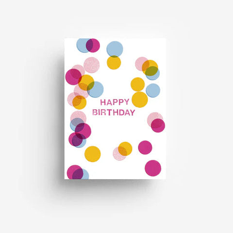 Postkarte 'Happy Birthday' – Konfetti Punkte jungwiealt