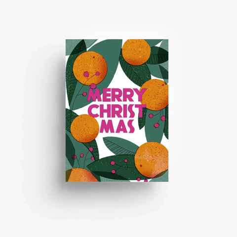 Postkarte 'Merry Christmas' – Orangen