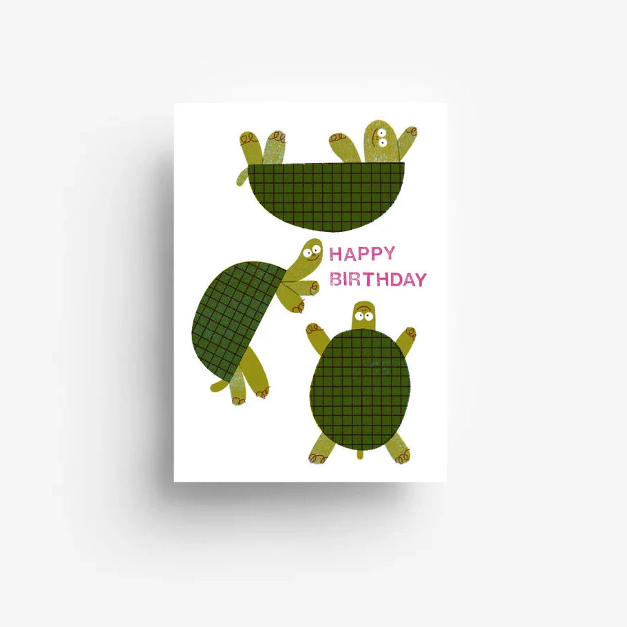 Postkarte 'Happy Birthday' – Schildkröten jungwiealt