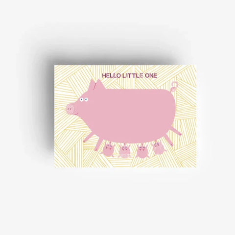 Postkarte 'Hello Little One' – Schweine