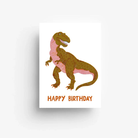 Postkarte 'Happy Birthday' – Dino/T. Rex