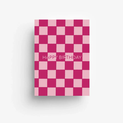 Postkarte 'Happy Birthday' – pink-rosa Raster