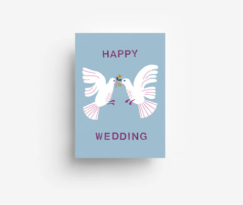 Postkarte 'Happy Wedding' – Vögel