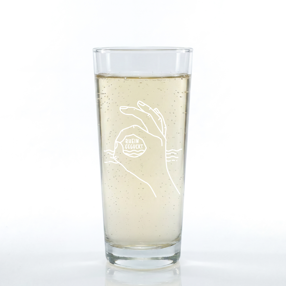 Weinschorle-Glas 'Rhein geguckt' pinke distel