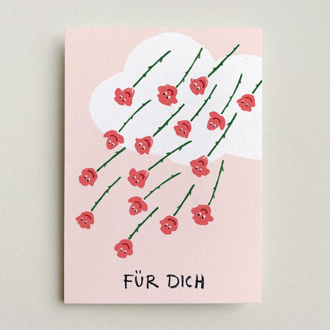 Postkarte 'Für dich' – Rote Rosen