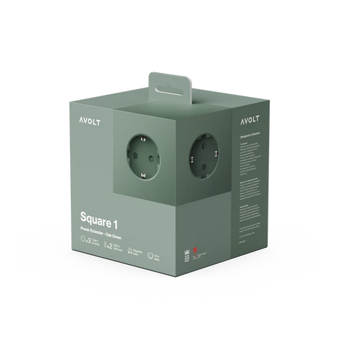 Steckdose 'Square 1' – Oak Green (mit Kabel)