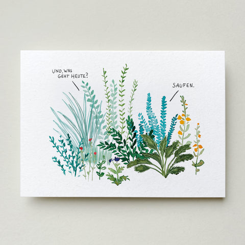 Postkarte 'Pflanzen - Saufen'