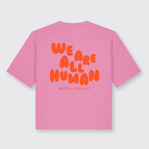 T-Shirt 'We Are All Human' - pink Bee Proud