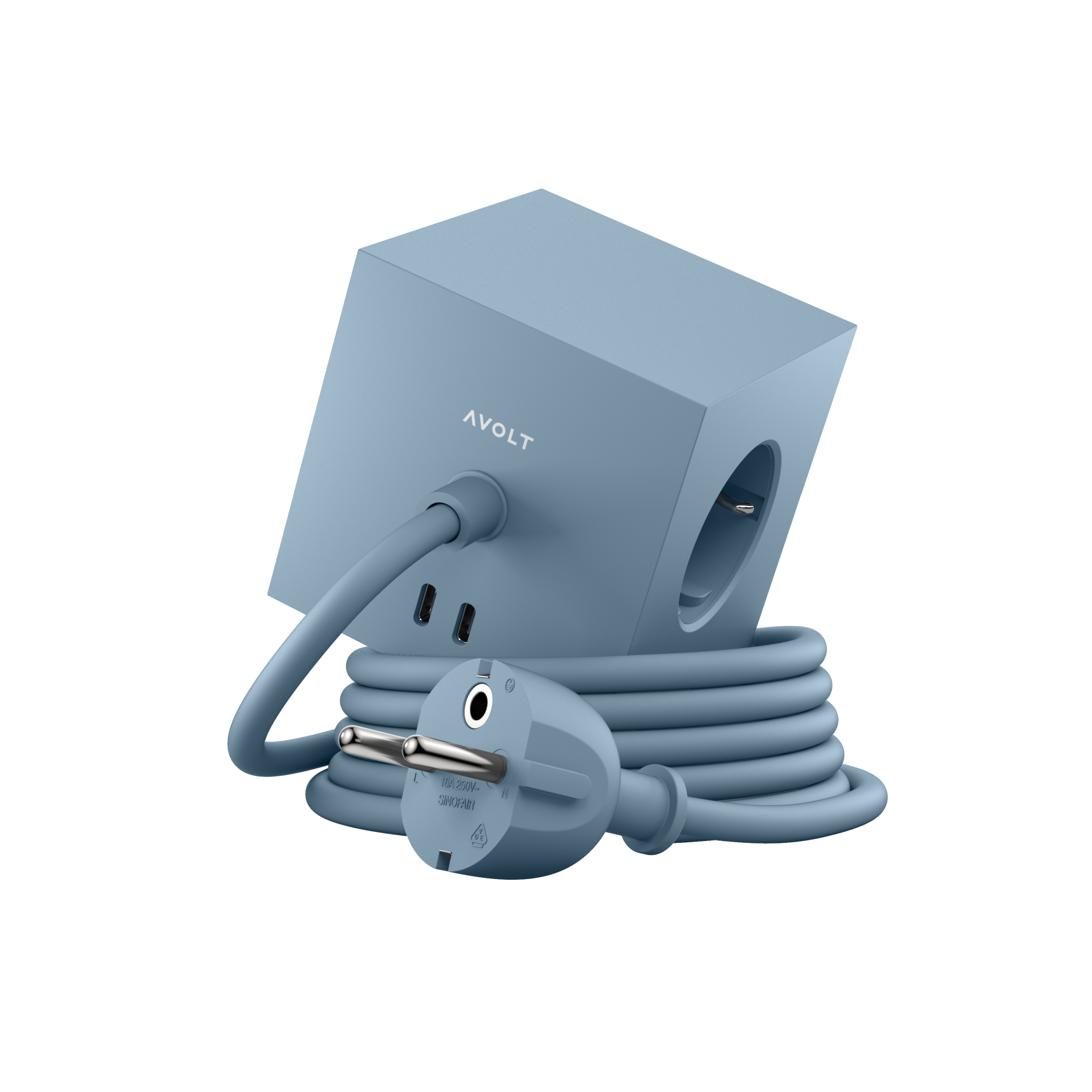 Steckdose 'Square 1' – Shark Blue (mit Kabel) Avolt