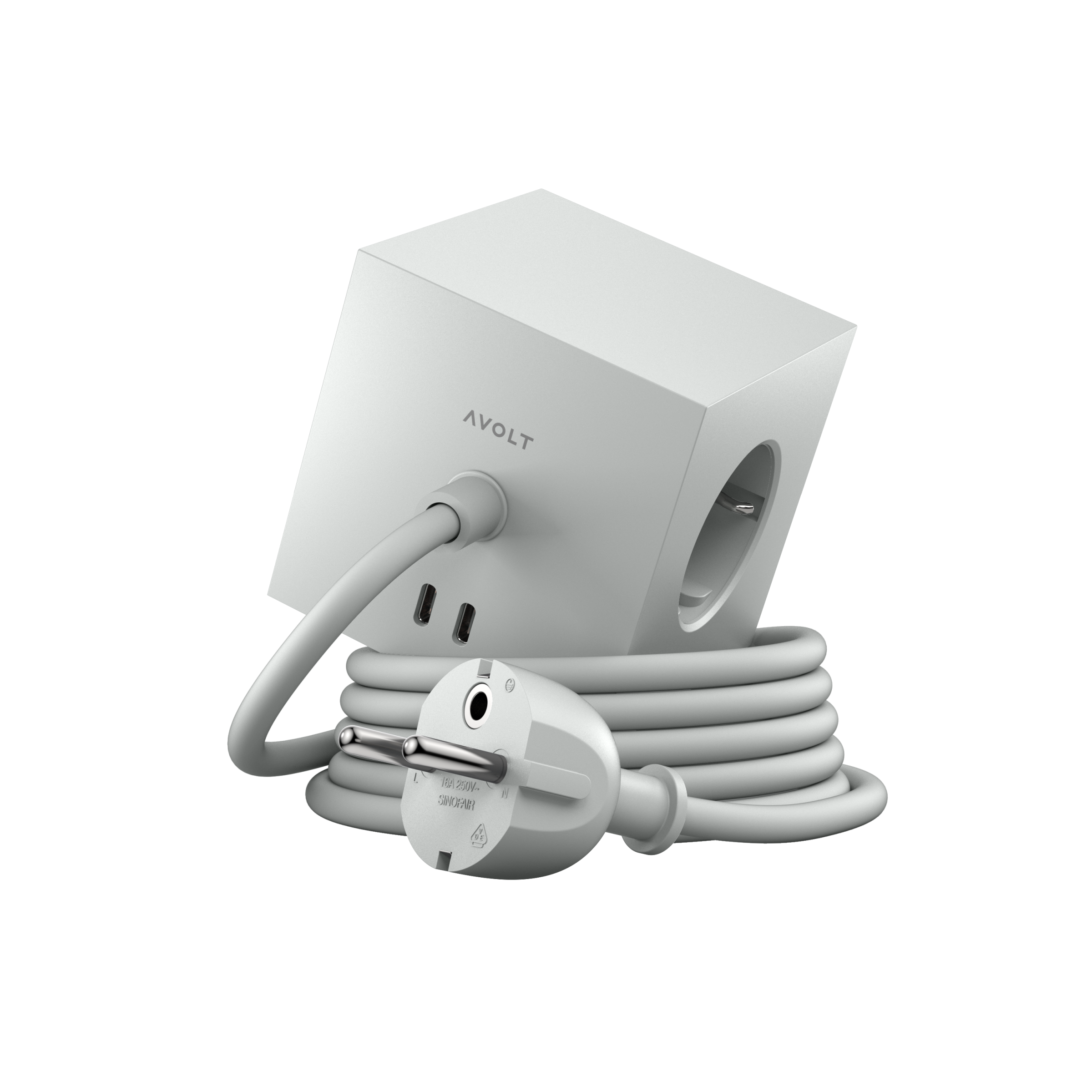Steckdose 'Square 1' – Gotland Grey (mit Kabel) Avolt