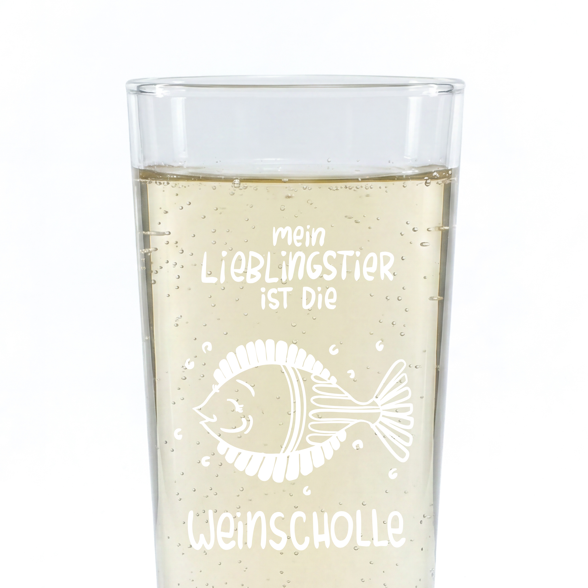 Weinschorle-Glas 'Mein Lieblingstier ist die Weinscholle'