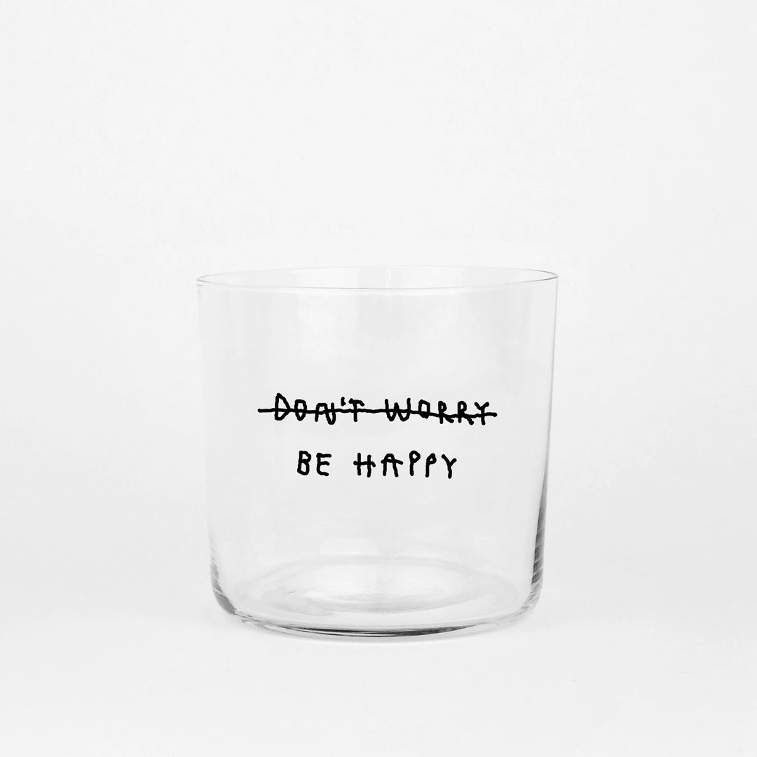 Glas 'Don't worry Be happy' – 350ml Yahya Studio