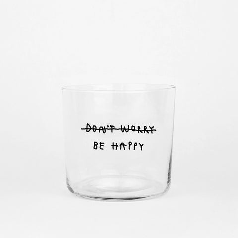 Glas 'Don't worry Be happy' – 350ml Yahya Studio