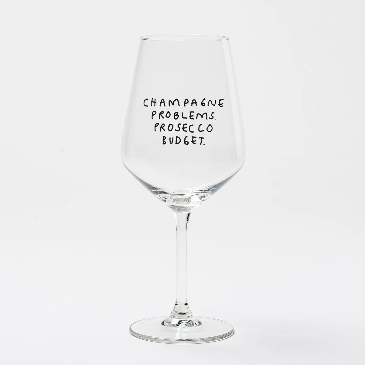 Weißweinglas 'Champagne Problems. Prosecco Budget' edition selekkt