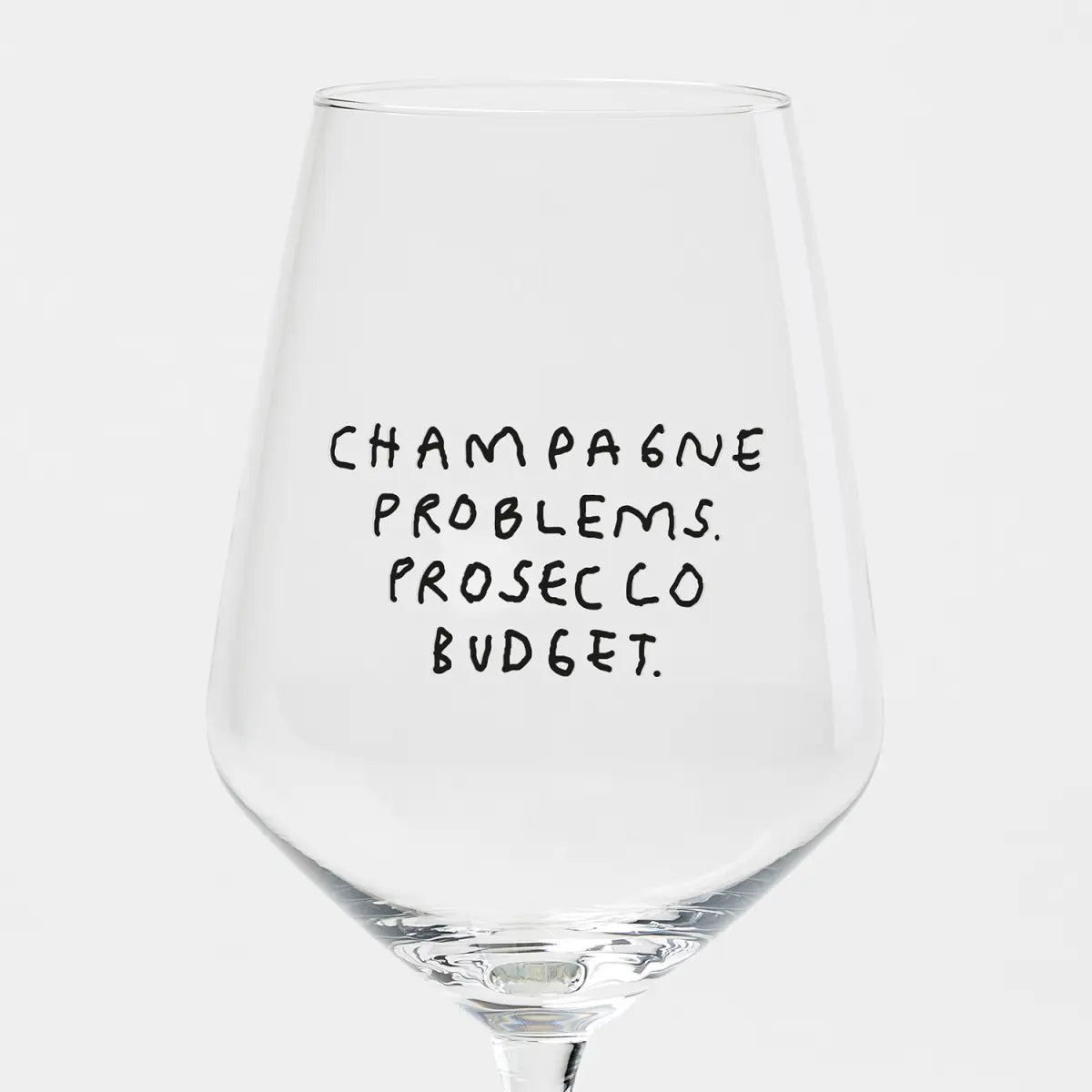 Weißweinglas 'Champagne Problems. Prosecco Budget' edition selekkt