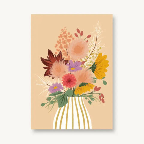Postkarte 'Herbststrauß' – Blumen orange 54 illustration