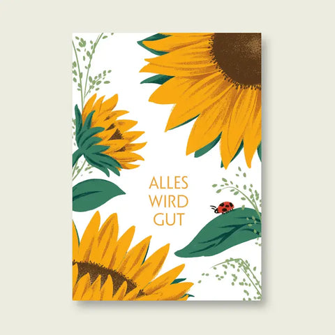 Postkarte 'Alles wird gut' – Sonnenblumen 54 illustration
