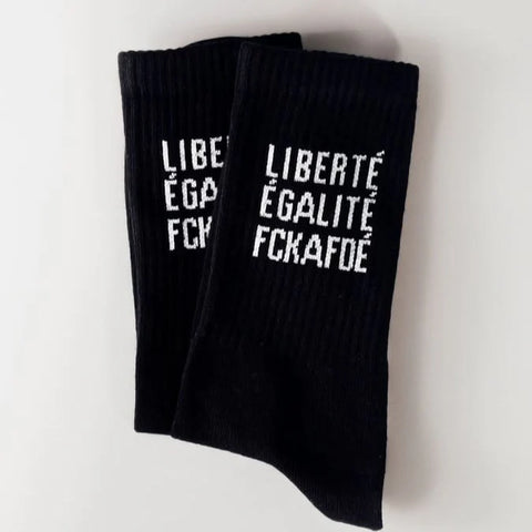 Tennissocken 'Liberté Egalité FCKAFD' – schwarz Arrel