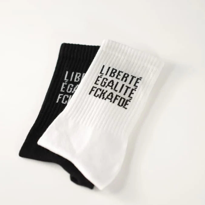 Tennissocken 'Liberté Egalité FCKAFD' – weiß Arrel