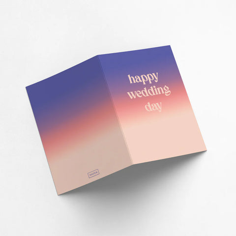 Klappkarte 'Happy Wedding Day' – Verlauf hafen
