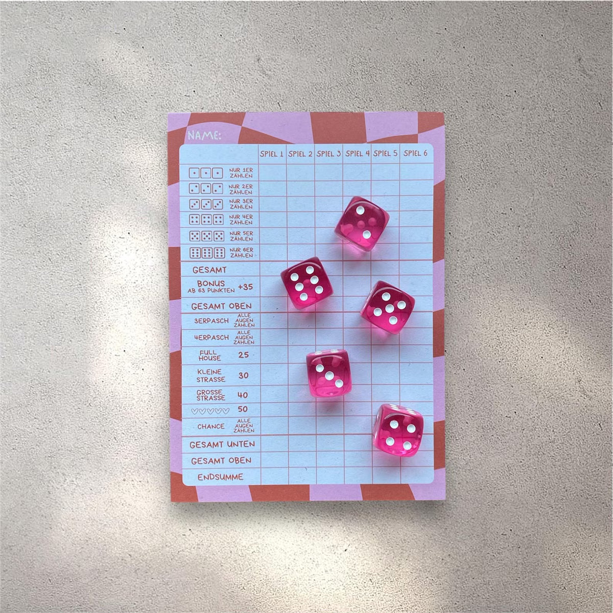 Würfelspiel-Set 'Rosa' Dicey Cologne