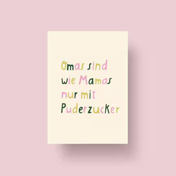 Postkarte 'Omas sind wie Mamas nur mit Puderzucker' Notietzblock