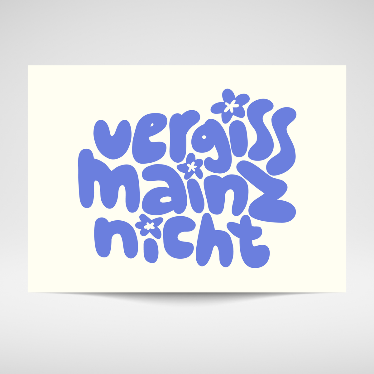 Postkarte 'Vergiss Mainz Nicht' – Blumen pinke distel