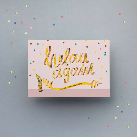 Postkarte 'Helau again' pinke distel