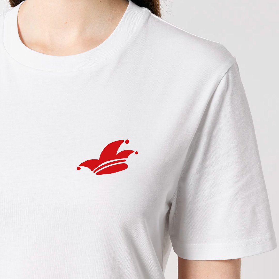 T-Shirt 'I Garde Feeling' – weiß/rot pinke distel