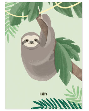 Postkarte 'Happy' – Faultier 54 illustration