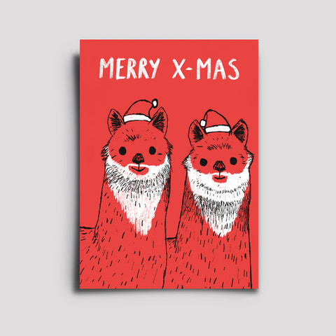 Postkarte 'Merry Xmas' – Lamas