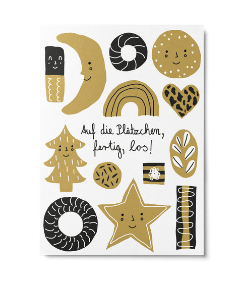 Postkarte 'Auf die Plätzchen, fertig los!' Unter Pinien