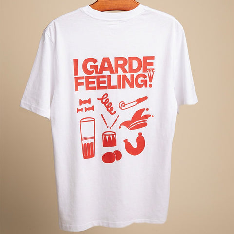 T-Shirt 'I Garde Feeling' – weiß/rot pinke distel