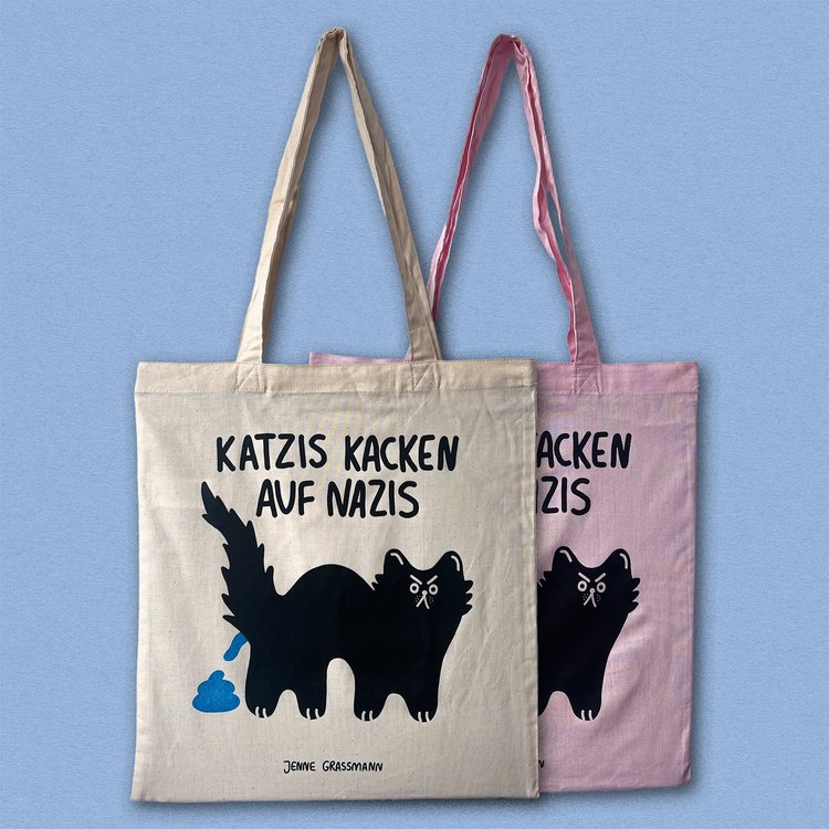 Jutebeutel 'Katzis kacken auf Nazis' - natur Jenne Graßmann