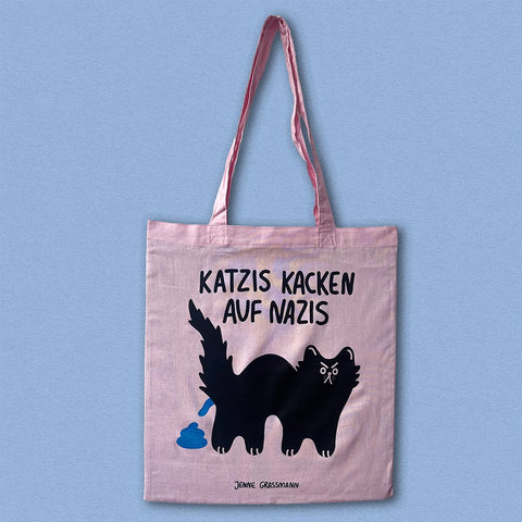 Jutebeutel 'Katzis kacken auf Nazis' - rosa Jenne Graßmann