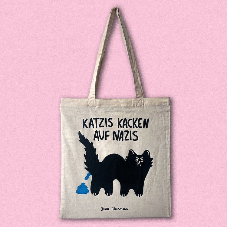 Jutebeutel 'Katzis kacken auf Nazis' - natur Jenne Graßmann