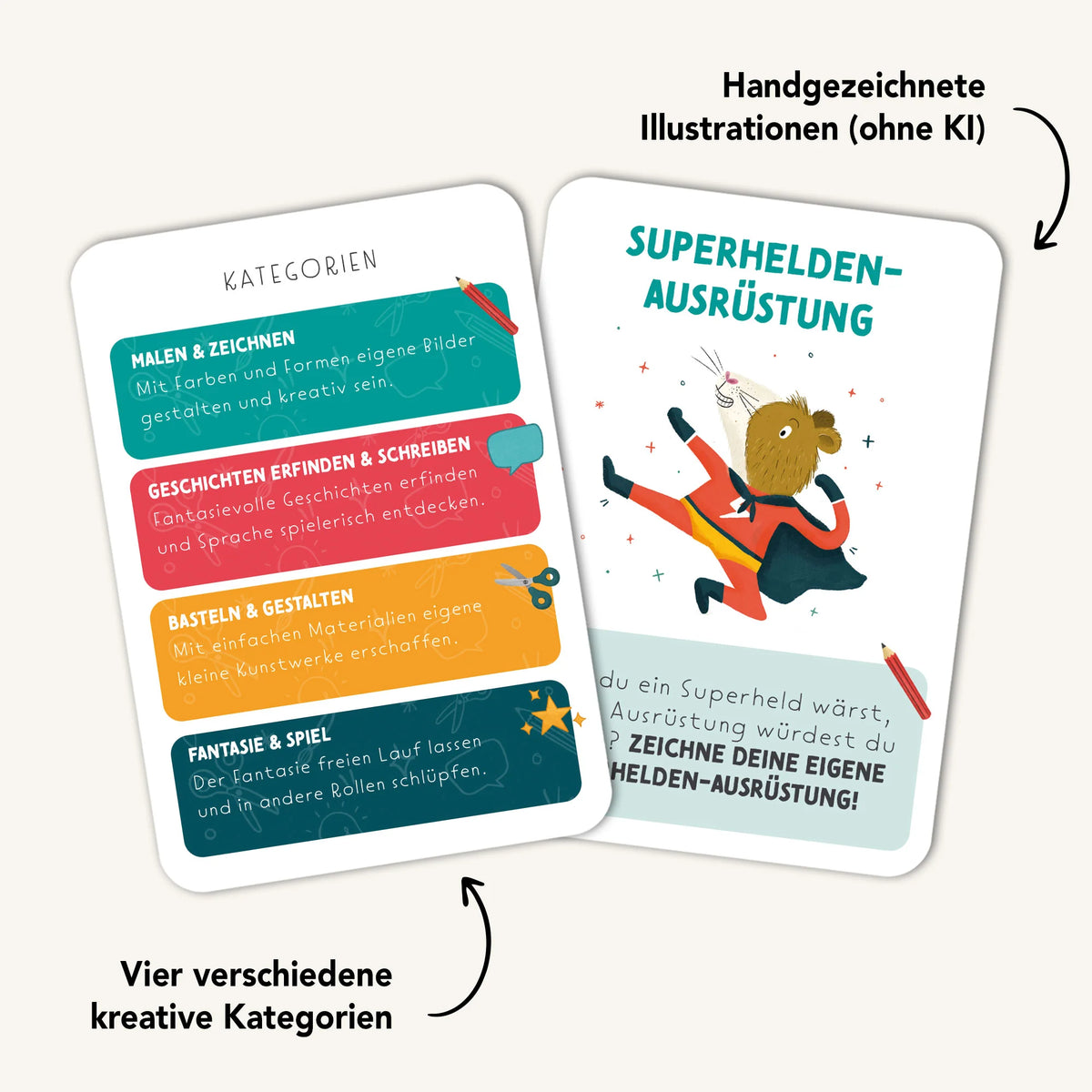 Kreativitätskarten für Kinder 'Starke Ideen' Rüsselfuchs