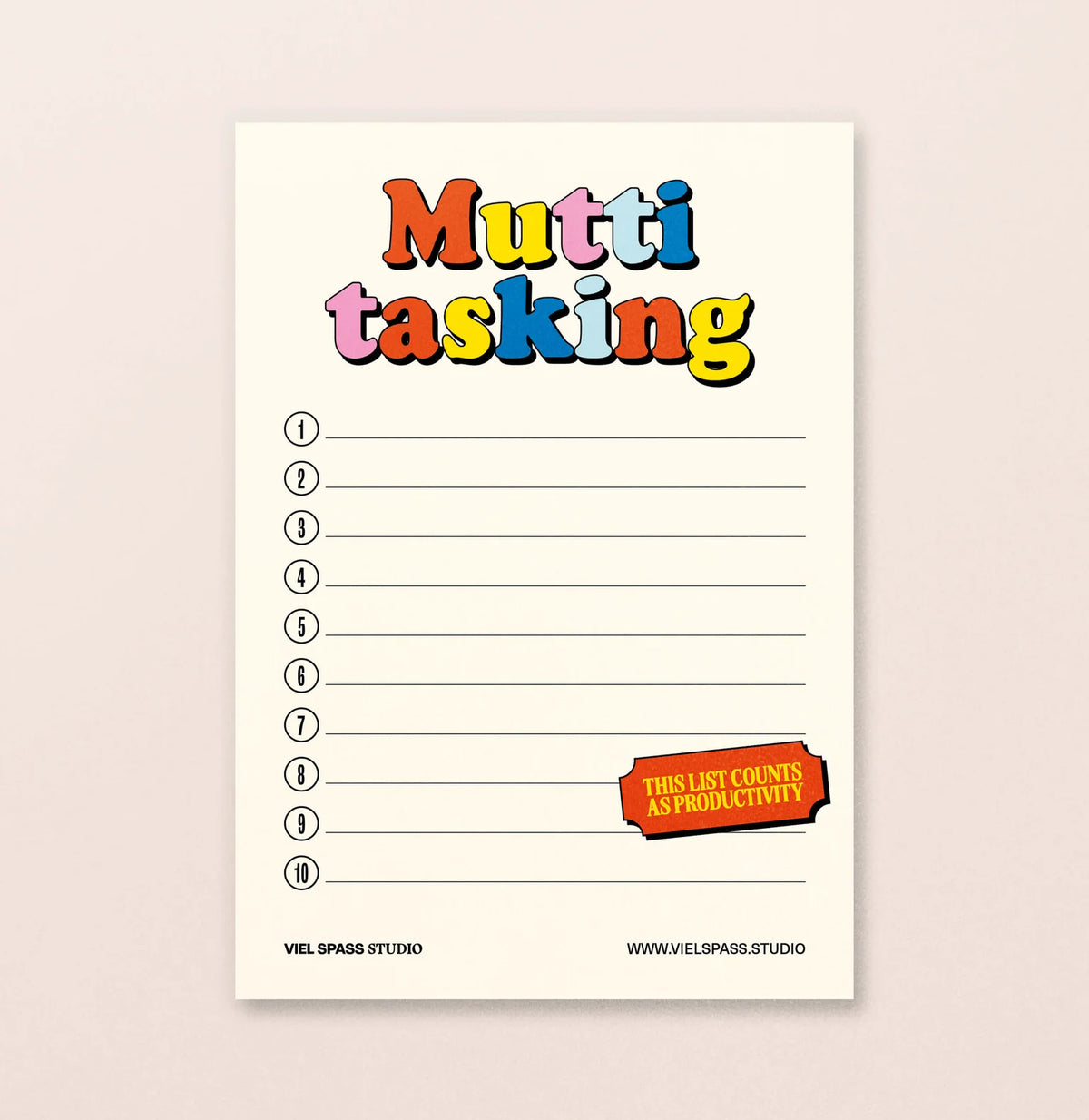 Notizblock 'Muttitasking' Viel Spass Studio
