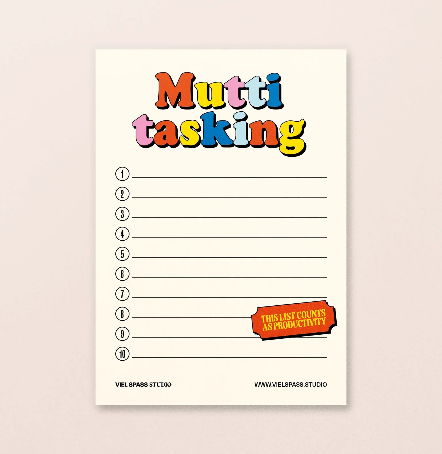 Notizblock 'Muttitasking' Viel Spass Studio