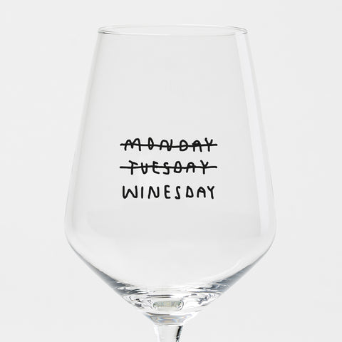 Weißweinglas 'Monday Tuesday Winesday'