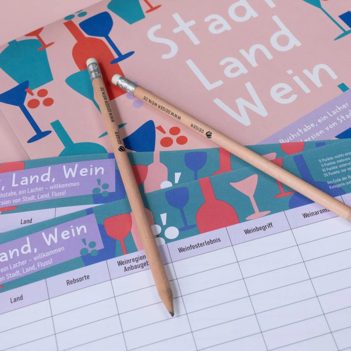 Spielblock 'Stadt Land Wein' Weingut Geiger