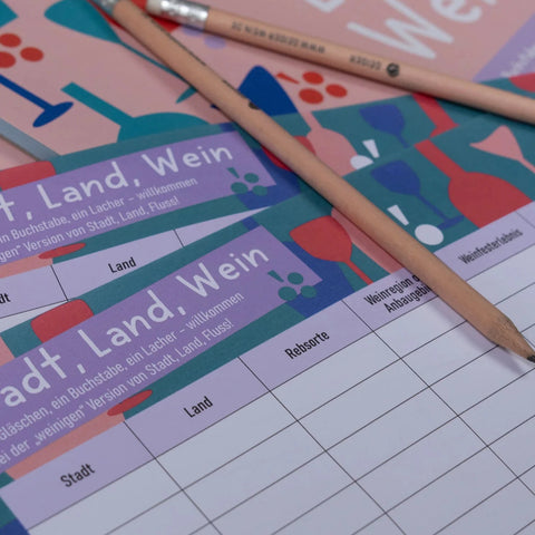 Spielblock 'Stadt Land Wein' Weingut Geiger